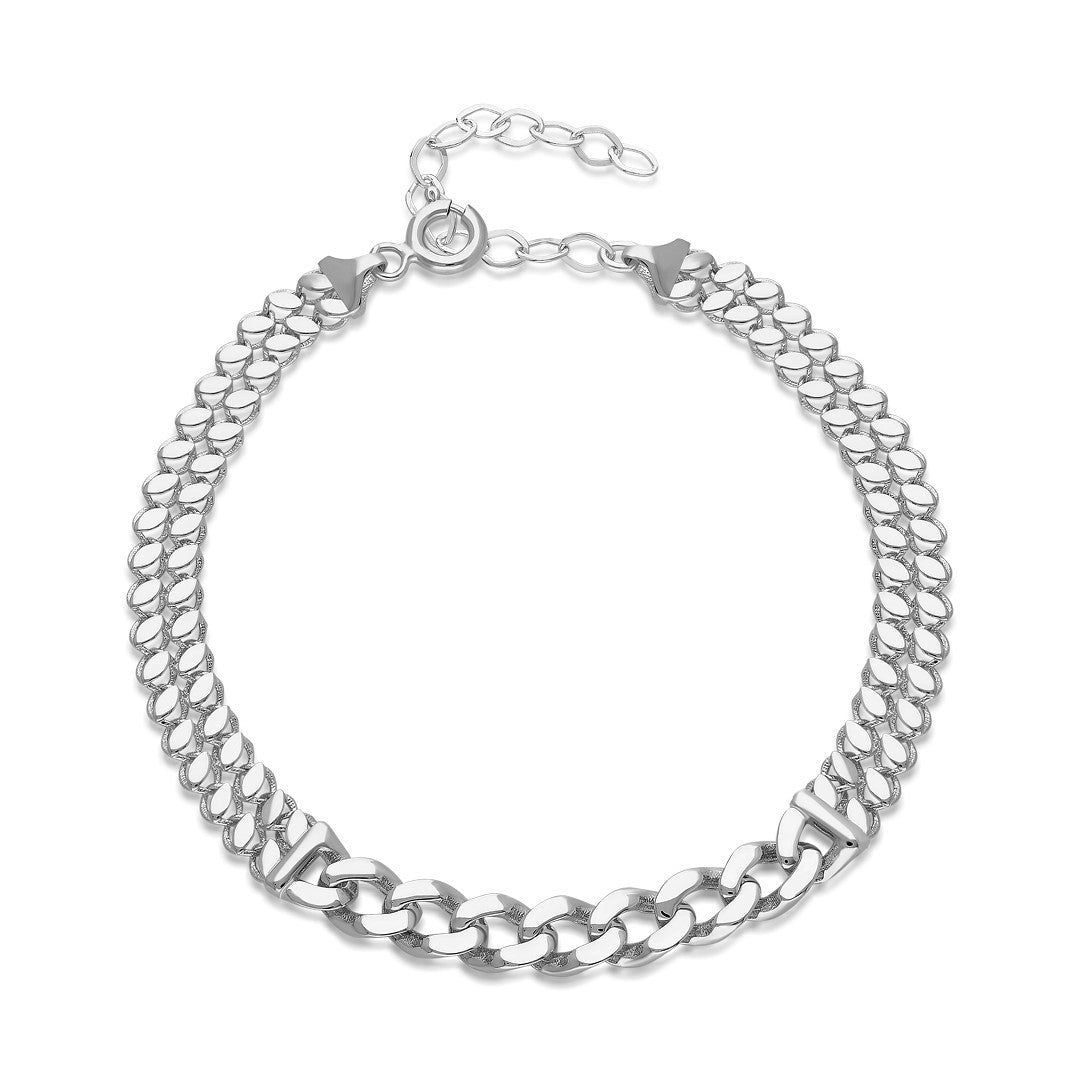 Simple Chain Bracelet with Sequins - 925 SILVER