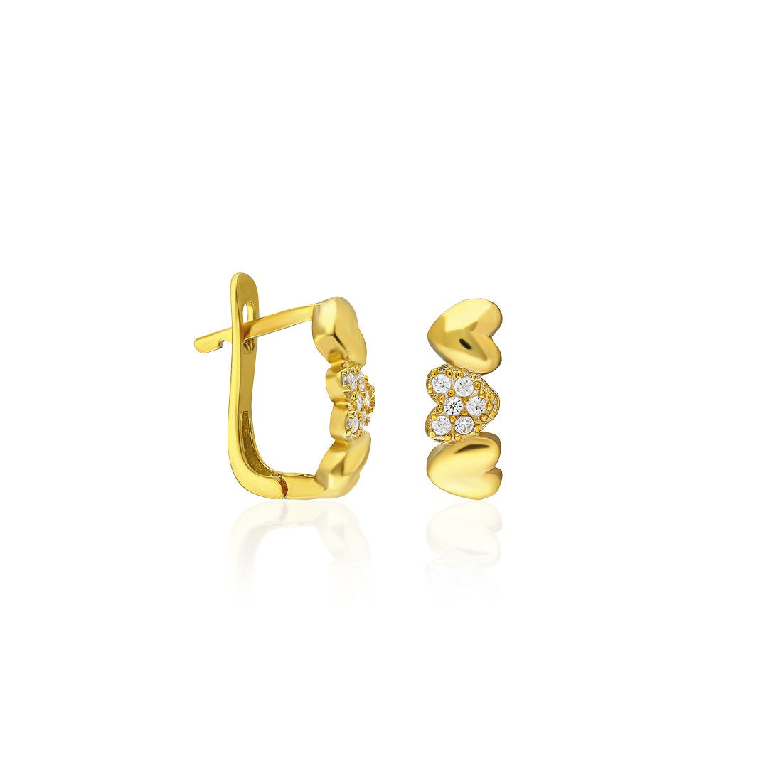 Triple Heart Row Earrings - 925 SILVER