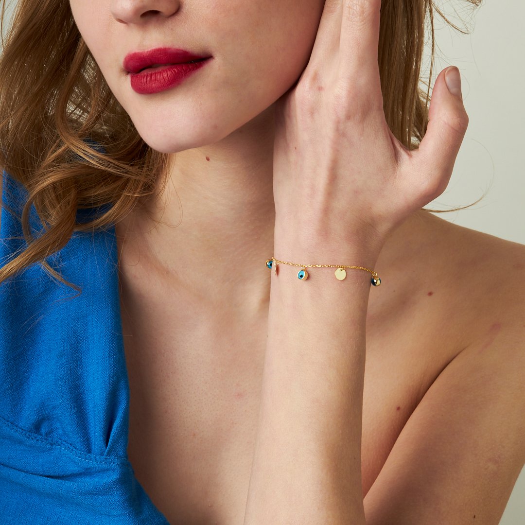 Evil Eye Plate Bracelet - 925 SILVER