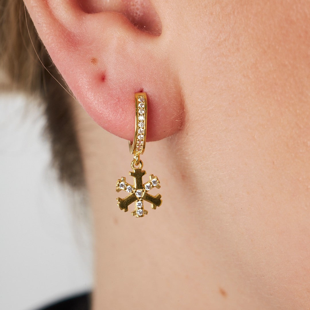 Snowflake Motif Earrings - 925 Silver