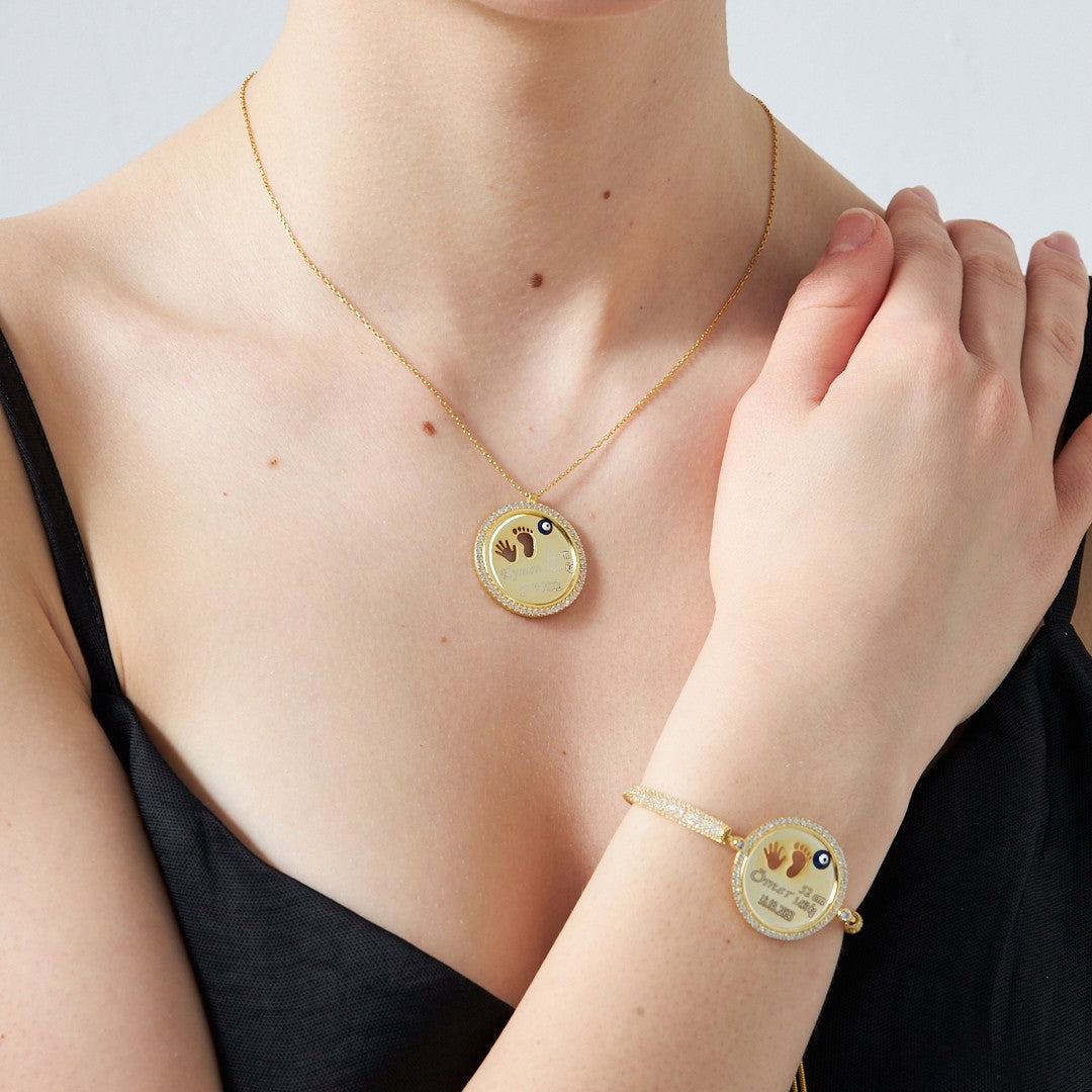 Newborn Set with Stone Plate - 925 SILVER