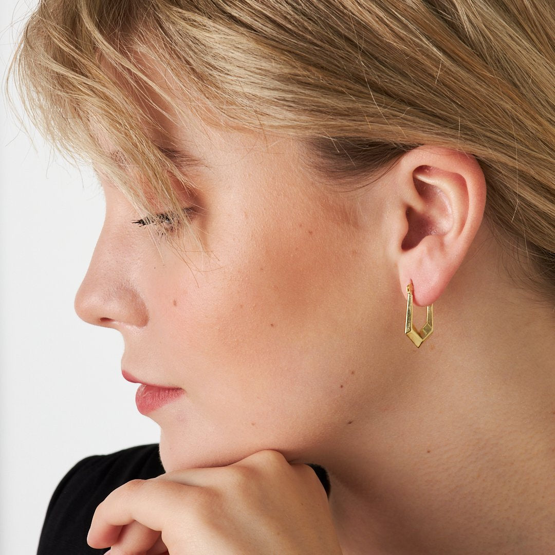 Cross Hoop Earrings - 925 Silver