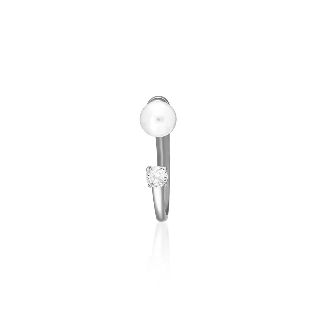 Minimal Pearl Half Earrings - 925 SILVER