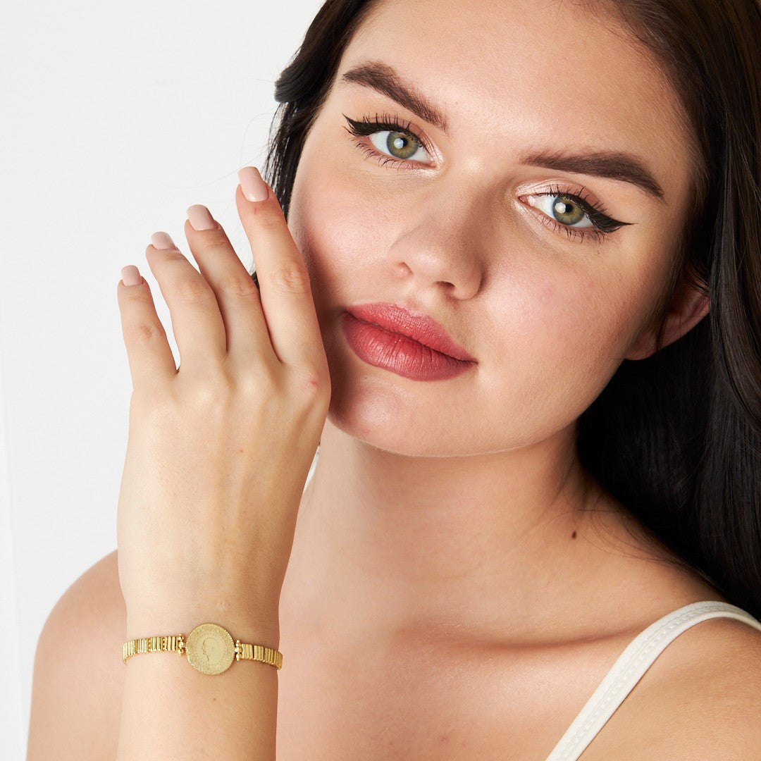 Square Striped Chain Bracelet - 925 SILVER