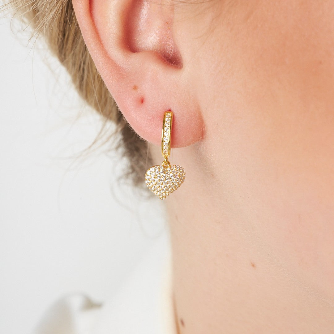 Heart Stone Earrings - 925 SILVER