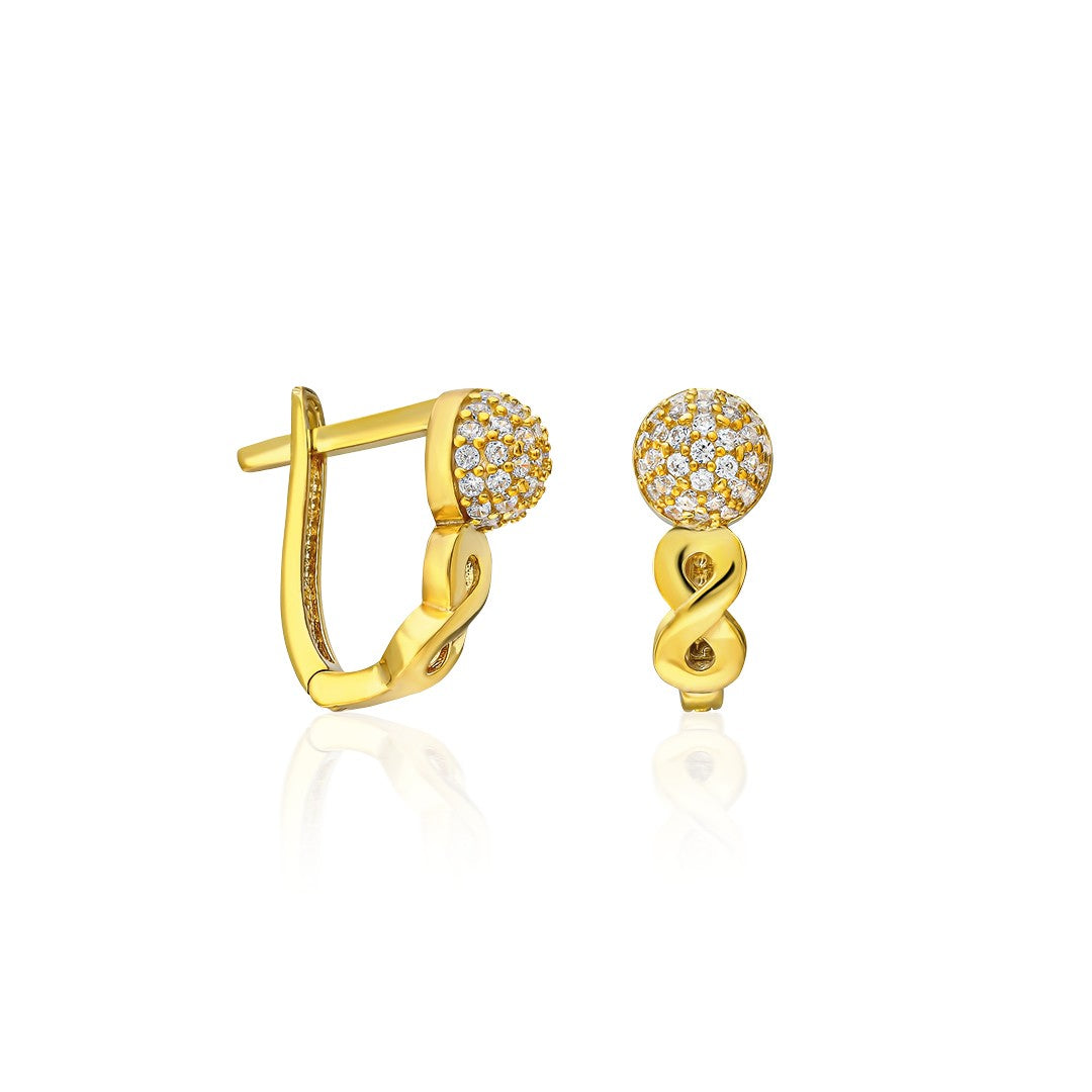 Curved Stone Infinity Earrings - 925 Silver