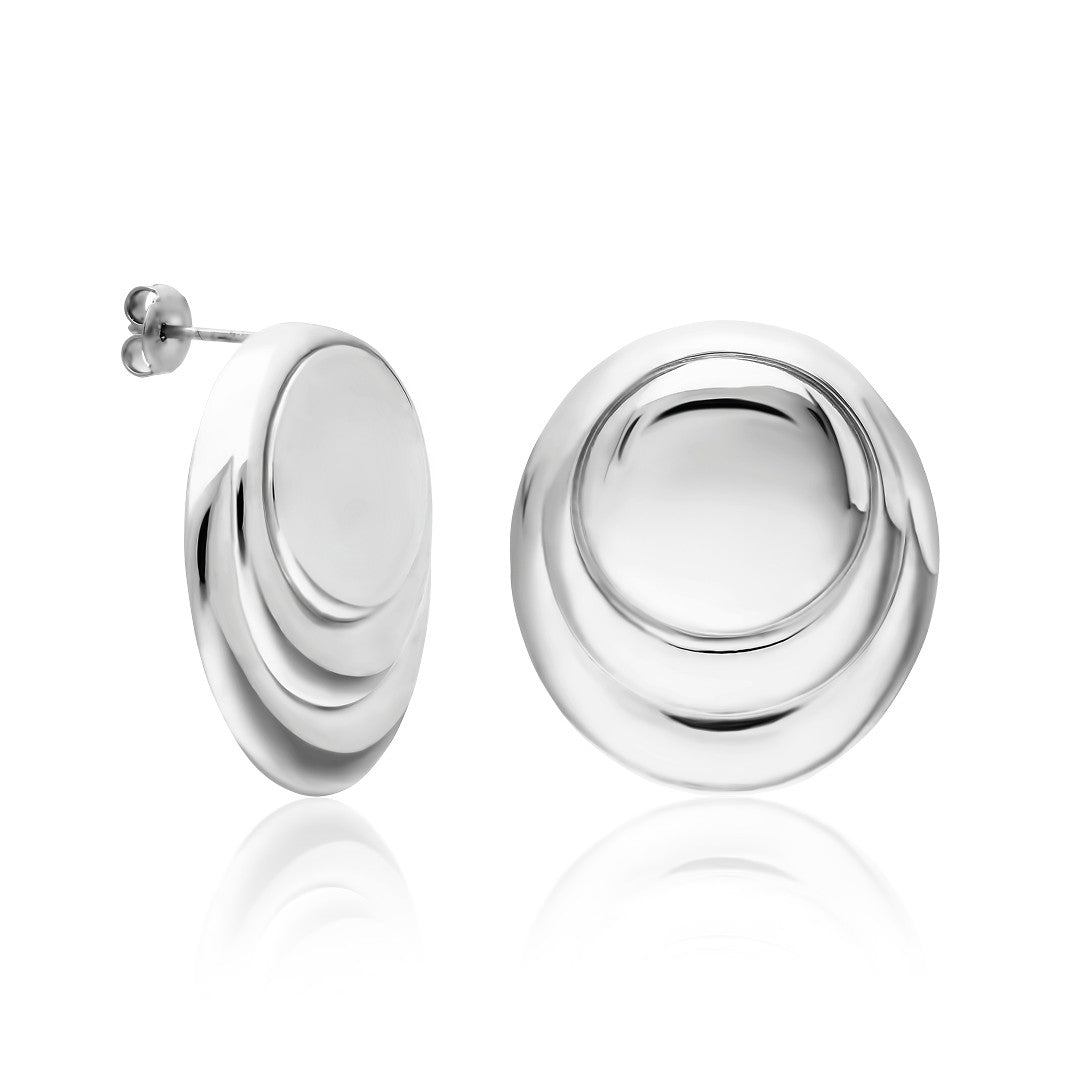 Large Button Earring - 925 SILVER