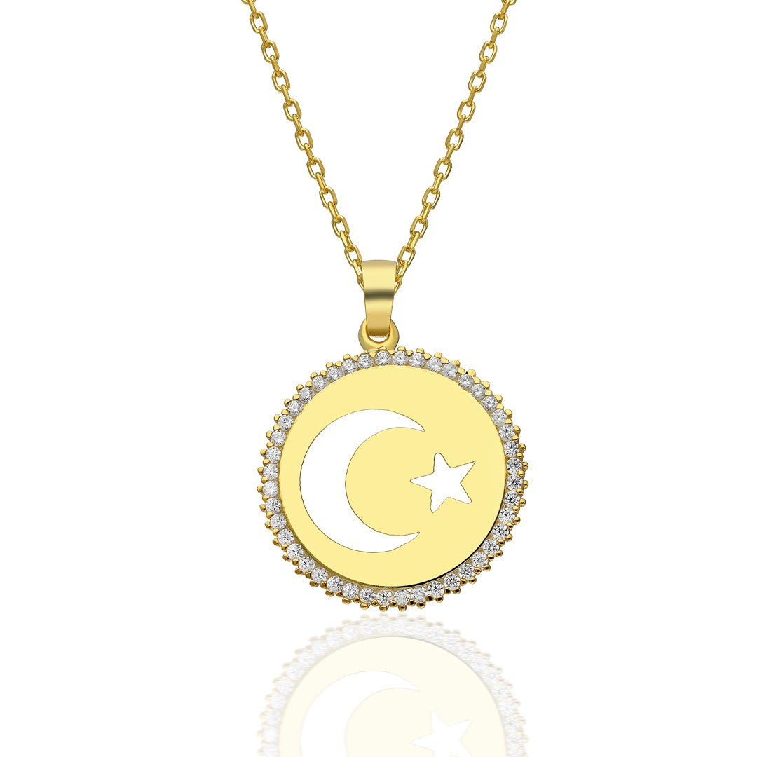 Star and Crescent Necklace - 925 Silver
