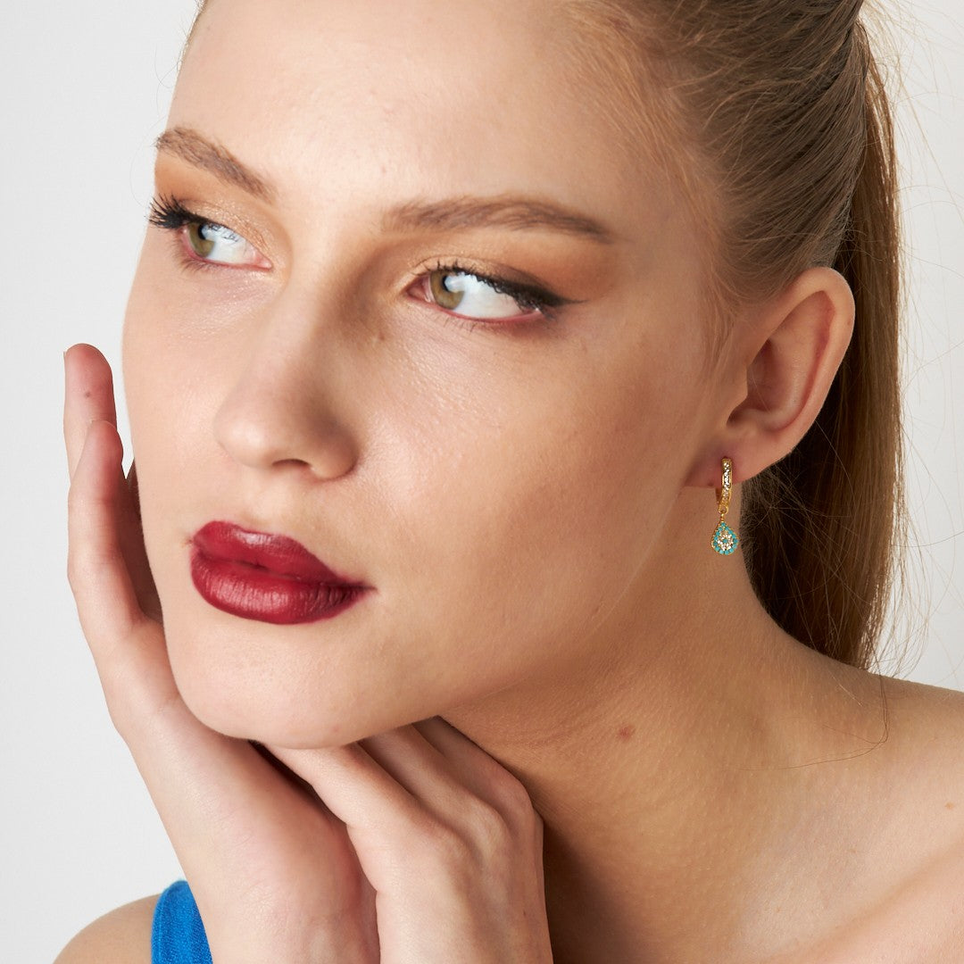 Colorful Stone Drop Earrings - 925 SILVER