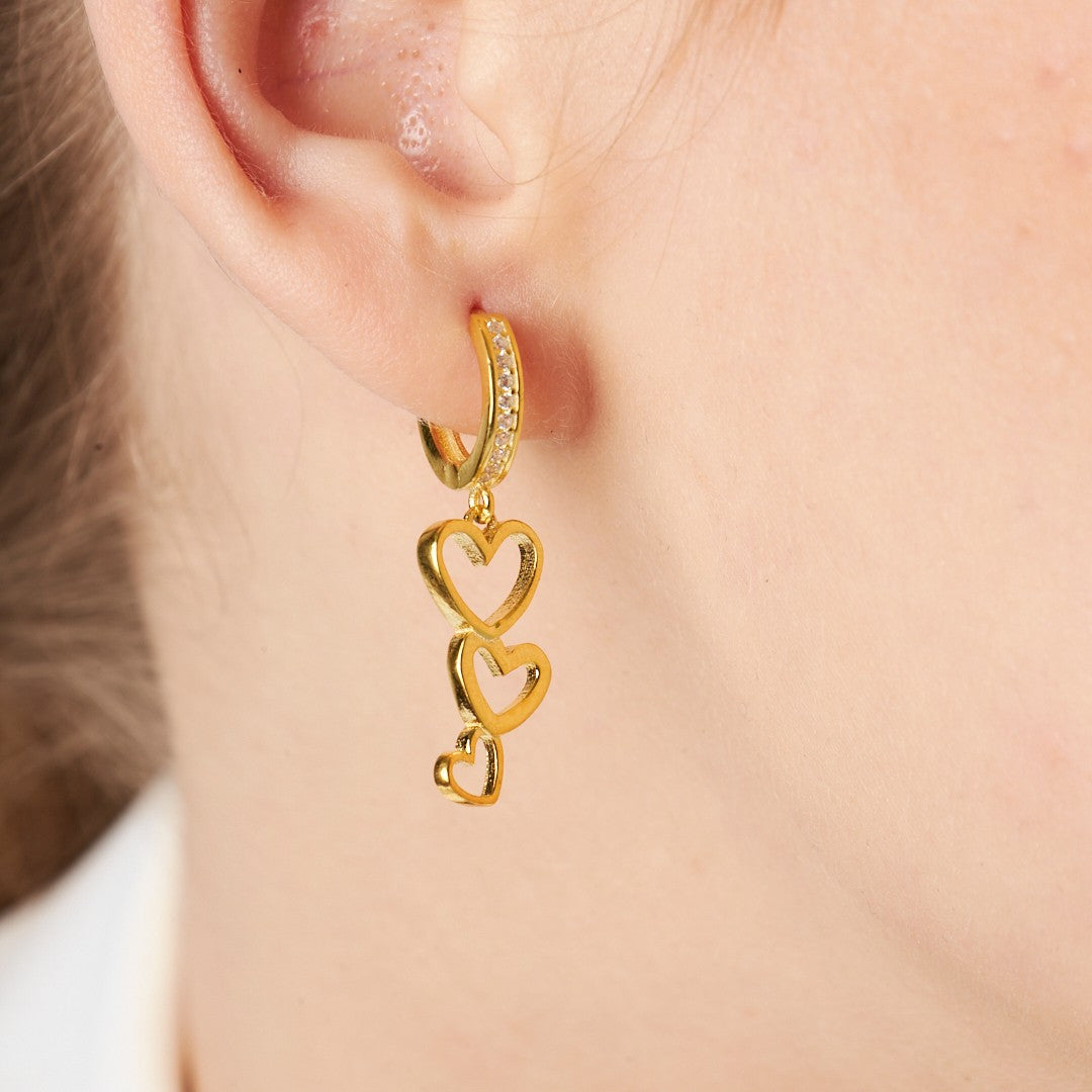 Simple Dangling Heart Earrings - 925 SILVER