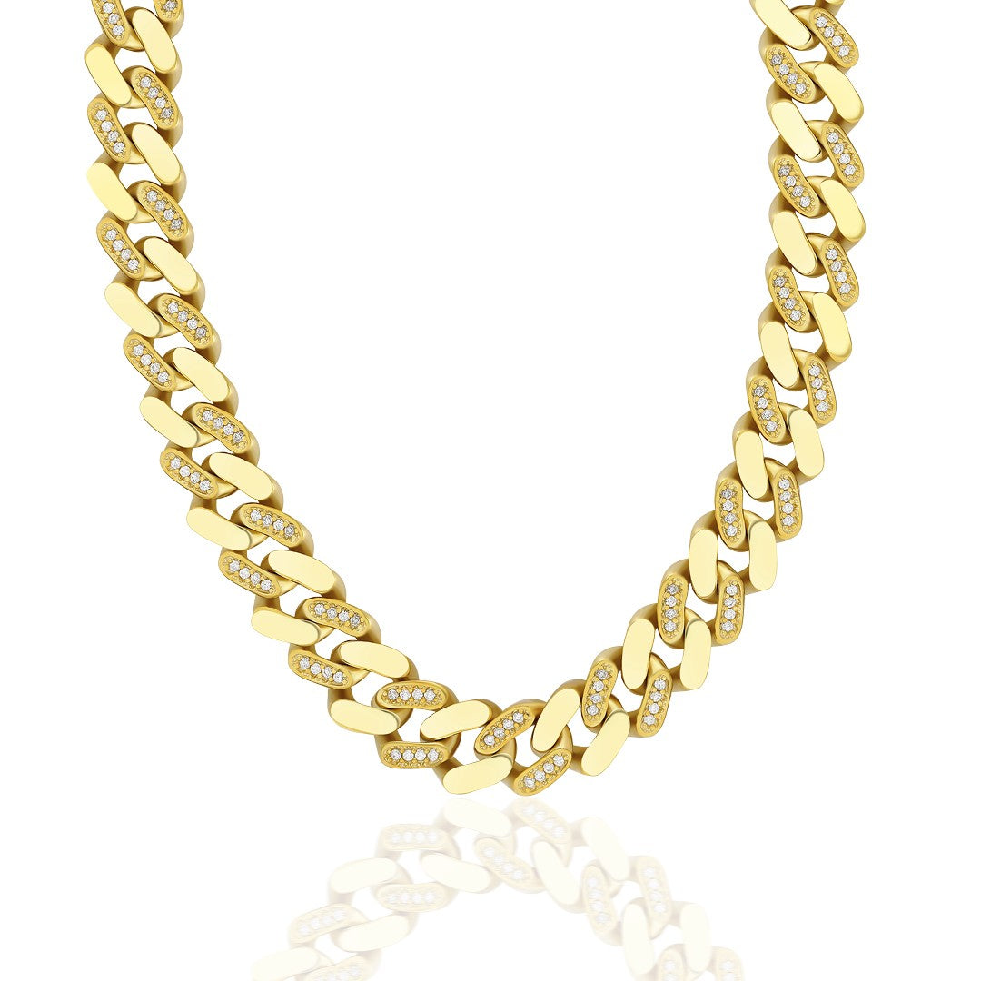 Half Gourmet Cubic Zirconia Necklace - 925 SILVER