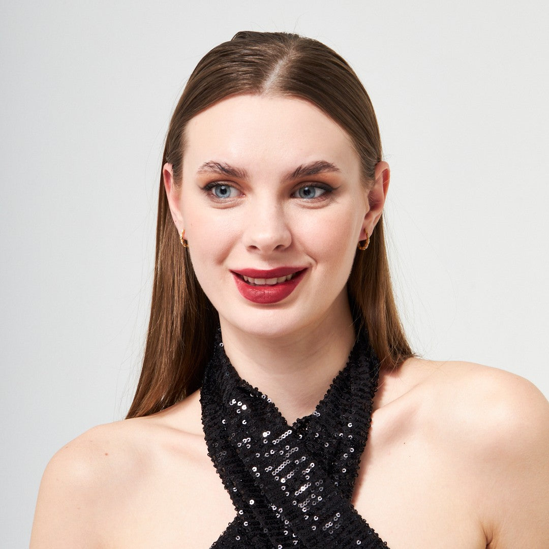 Zirconia Hoop Earrings - 925 SILVER