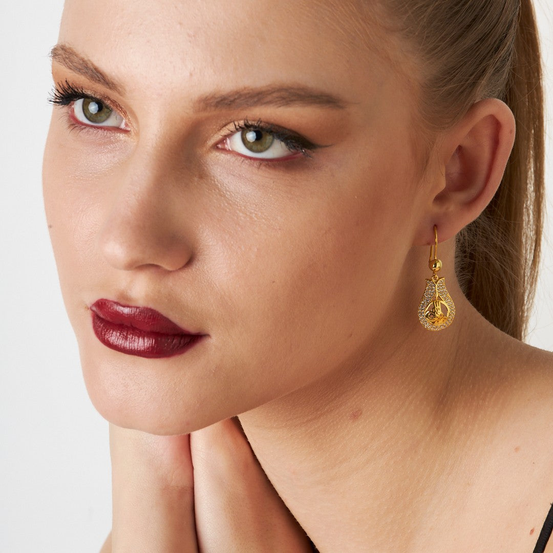 Monogrammed Tulip Earrings - 925 Silver