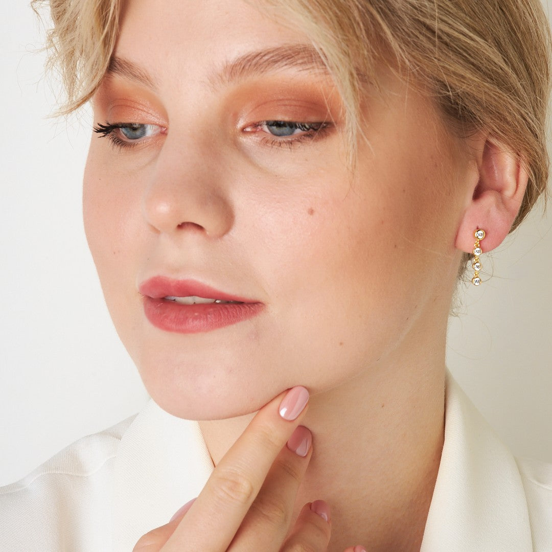 Zircon Stone Earrings - 925 SILVER