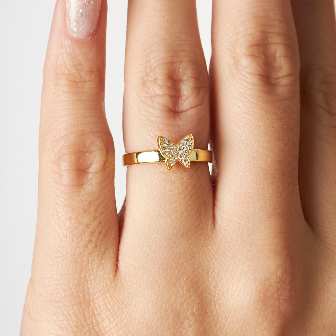 Stone Butterfly Ring - 925 SILVER