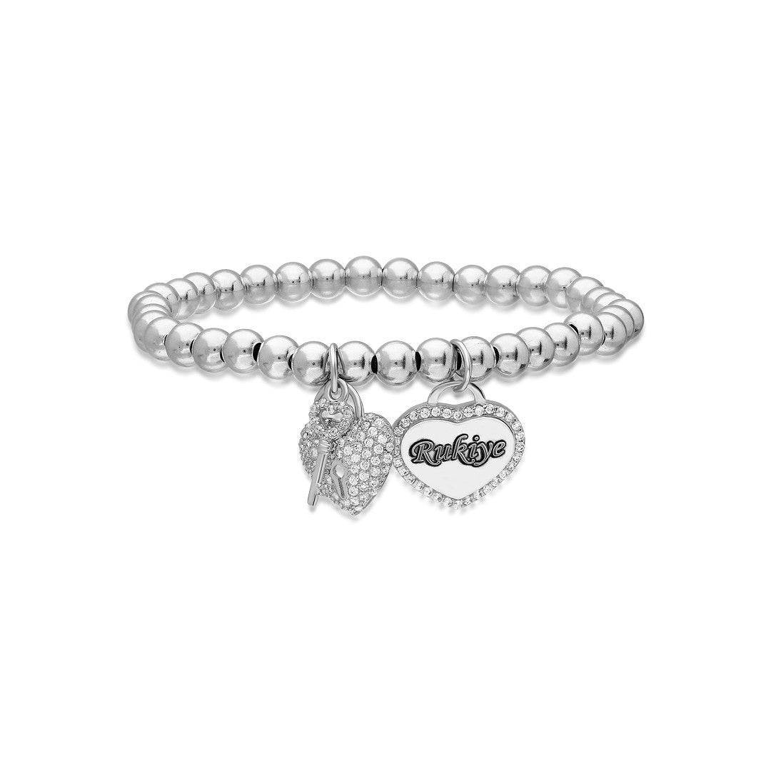 Charm Zircon Heart Name Bracelet - 925 SILVER