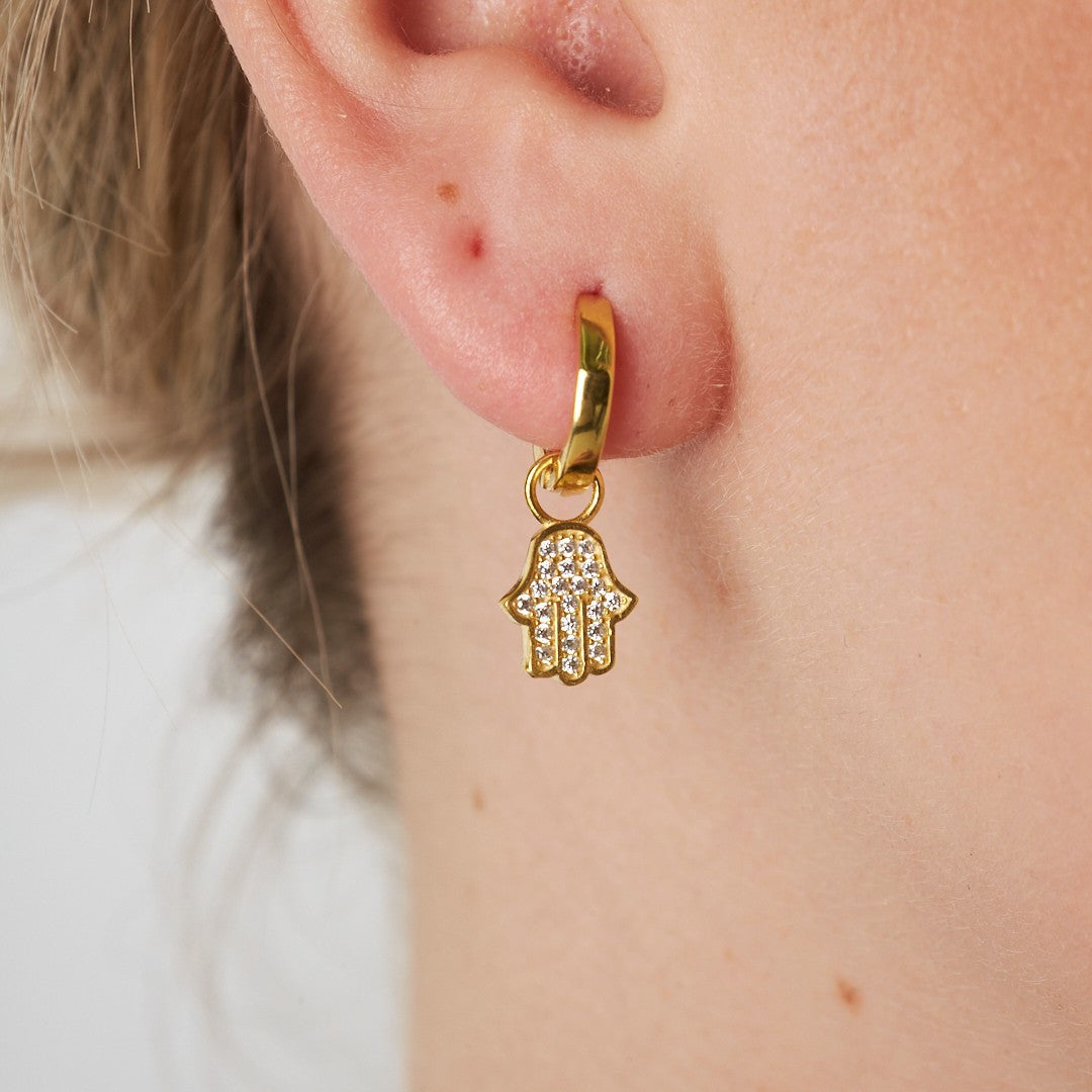 Fatma hand earring with stones - 925 SILVER