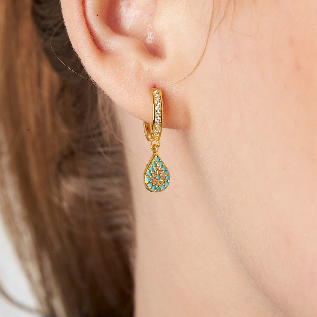 Colorful Stone Drop Earrings - 925 SILVER