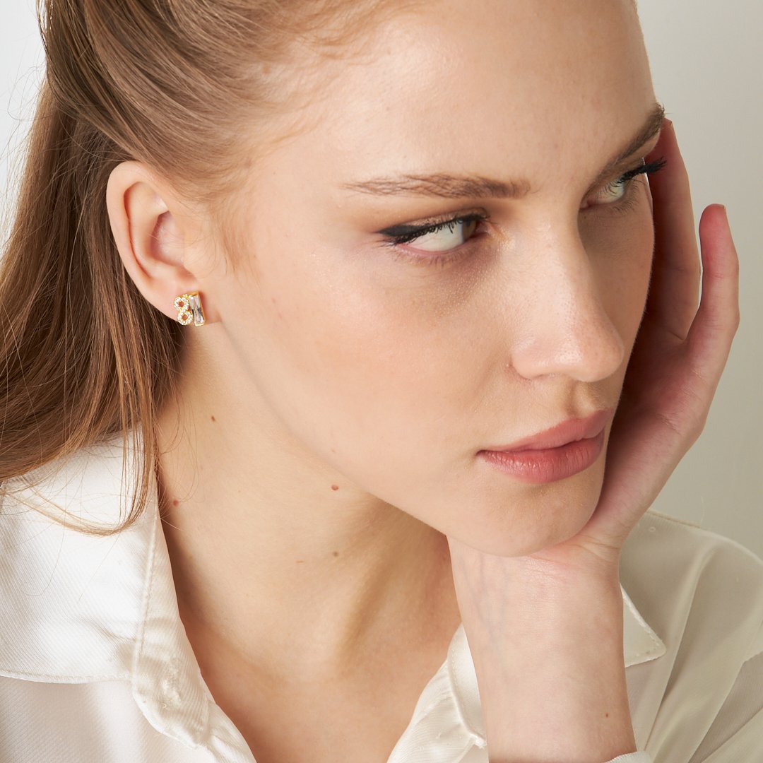 Baguette Stone Infinity Earrings - 925 SILVER