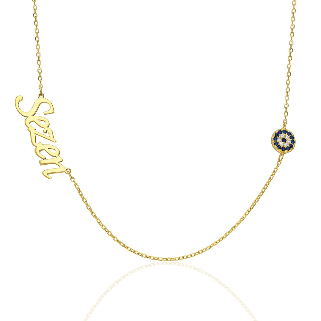 Evil Eye Single Name Necklace - 925 SILVER