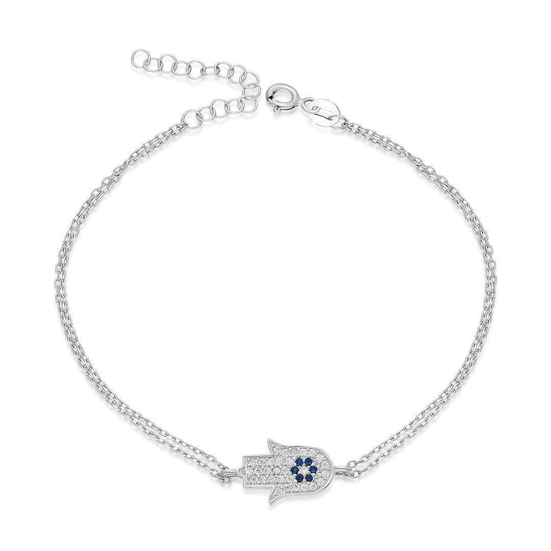 Stoned Fatima Hand Bracelet - 925 SILVER