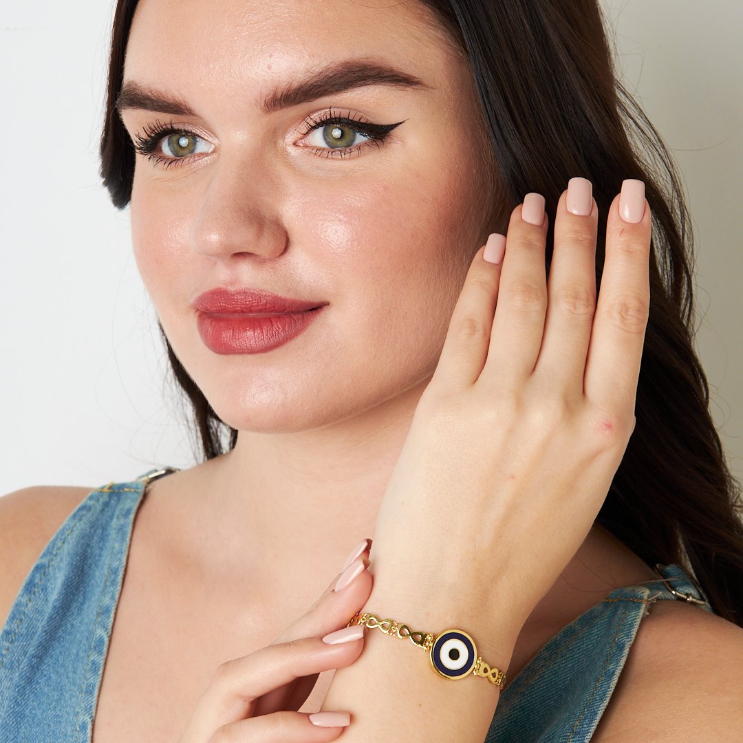Evil Eye Bead Infinity Chain Bracelet - 925 SILVER
