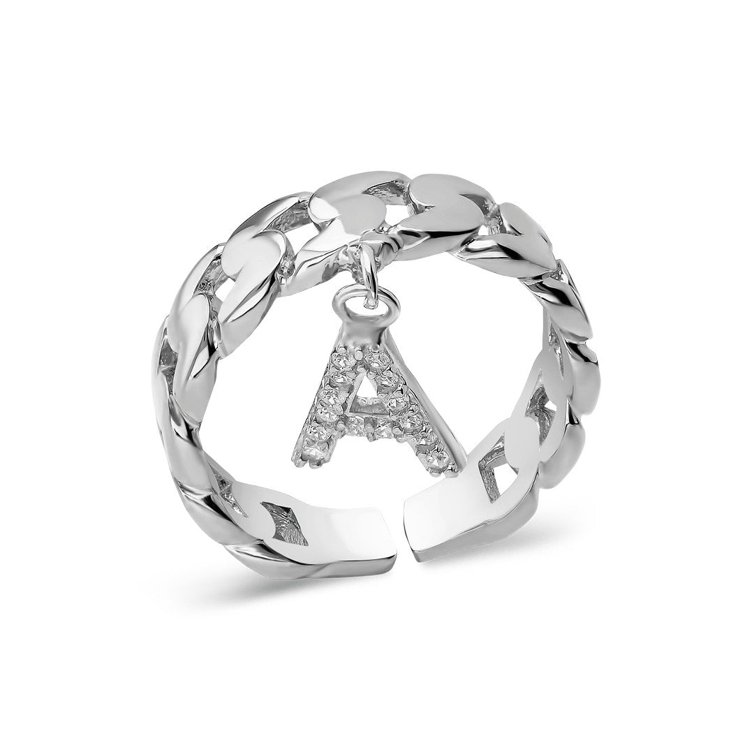 CUBAN RING MIT BUCHSTABE | 925 SILBER