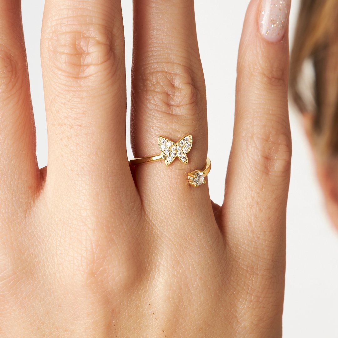 Butterfly Solitaire Ring - 925 SILVER