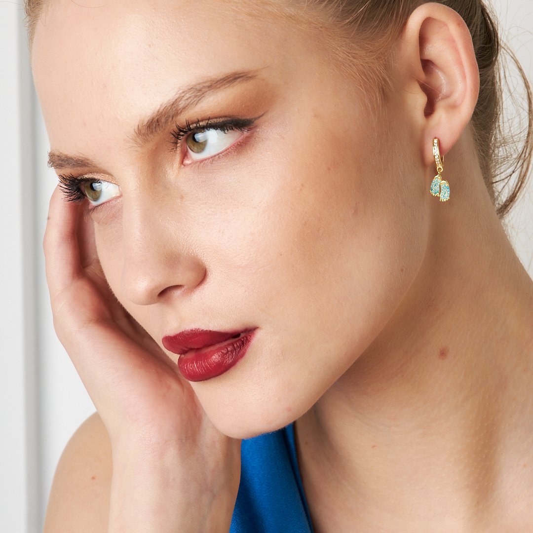 Stone Baby Foot Earrings - 925 Silver