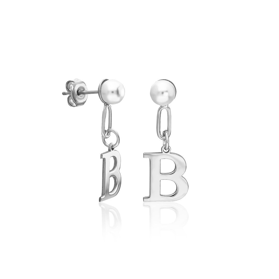 Pearl Letter Earrings - 925 Silver