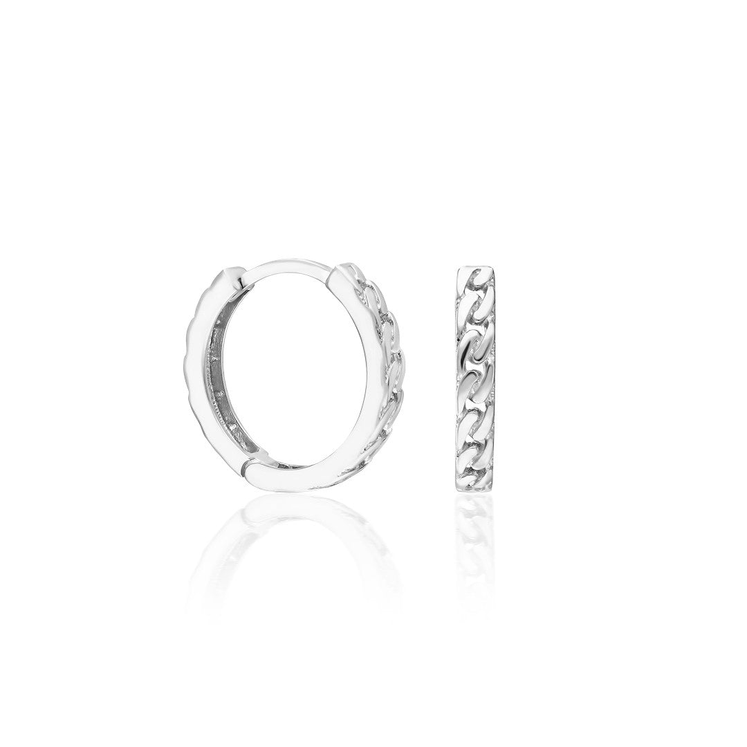 Chain Model Hoop Earrings - 925 SILVER