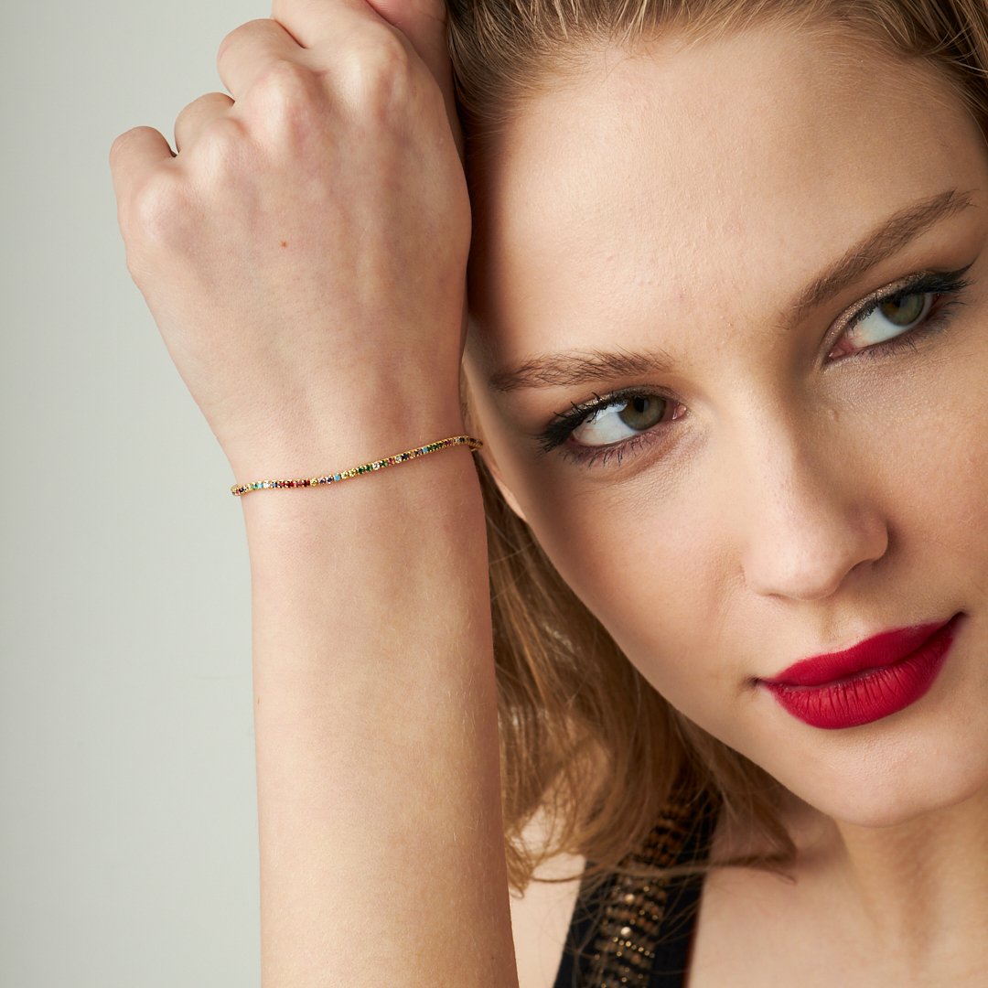 Colorful Stone Waterways Bracelet - 925 SILVER