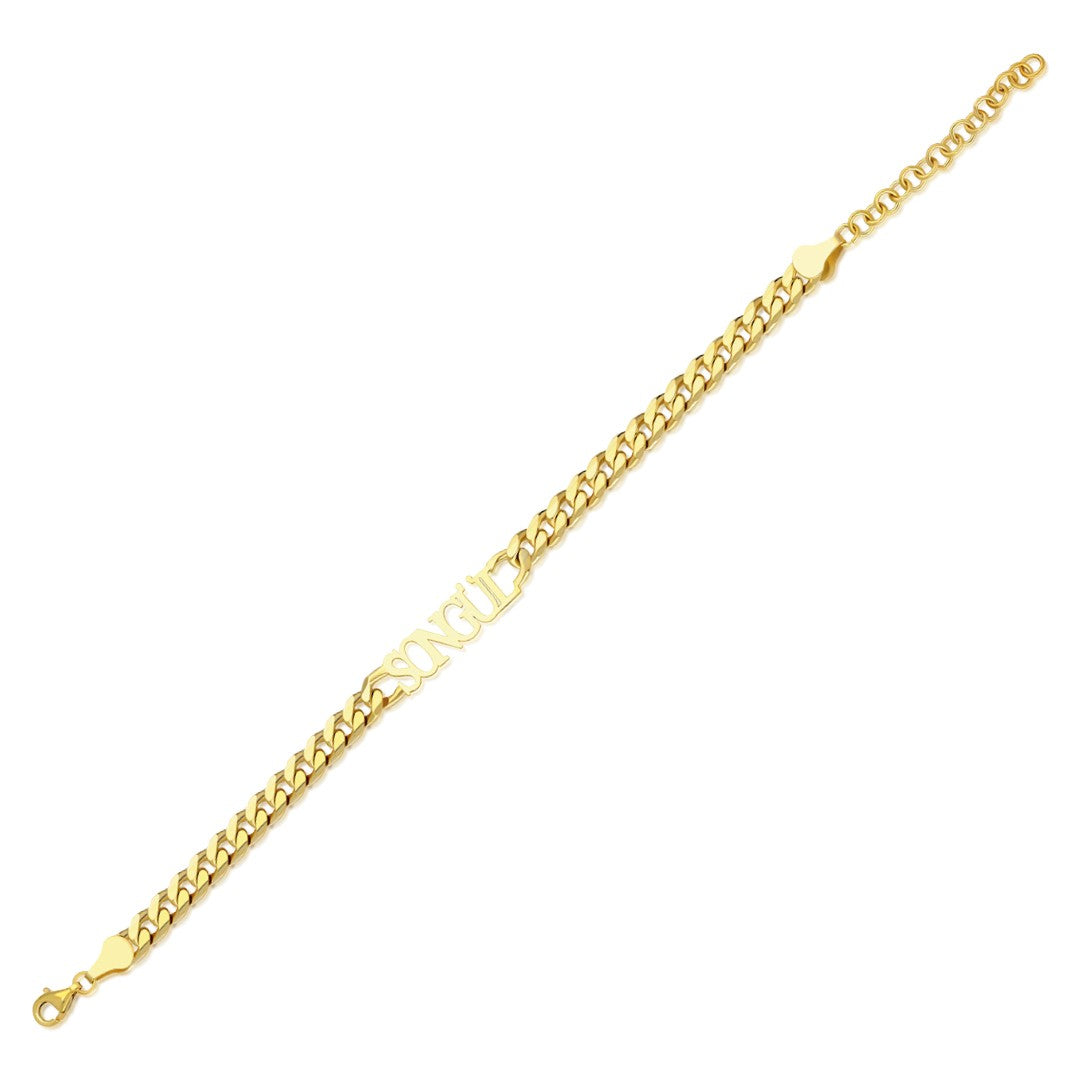 Cuban Chain Name Bracelet Set - 925 SILVER
