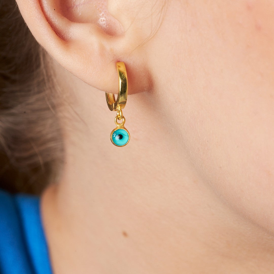 Evil Eye Hoop Earrings - 925 Silver