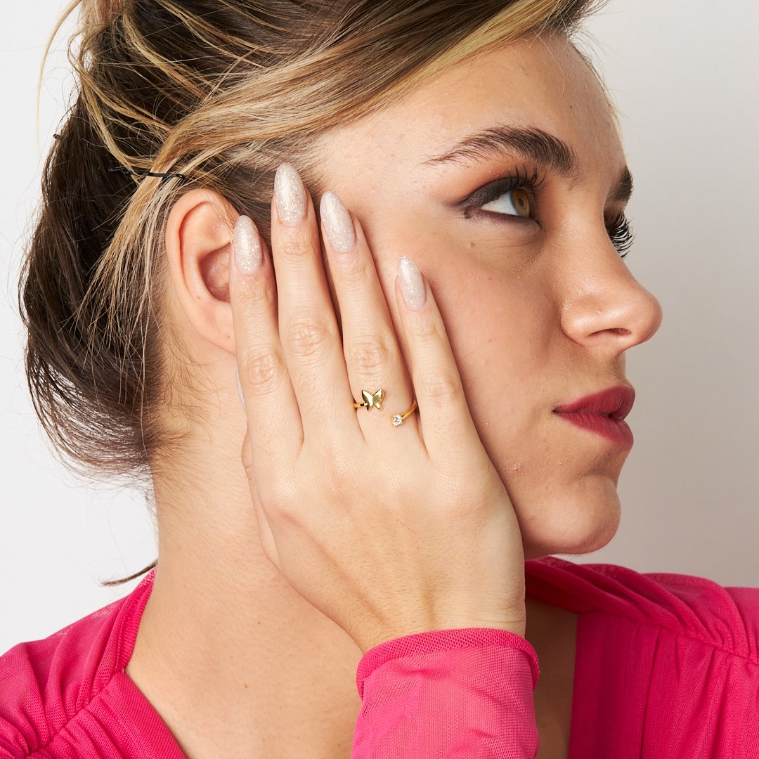 Single Stone Butterfly Ring - 925 SILVER
