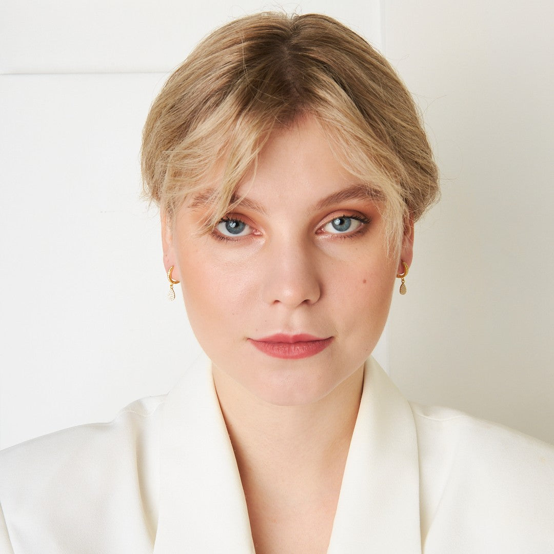 Stone Dangle Water Drop Earrings - 925 SILVER