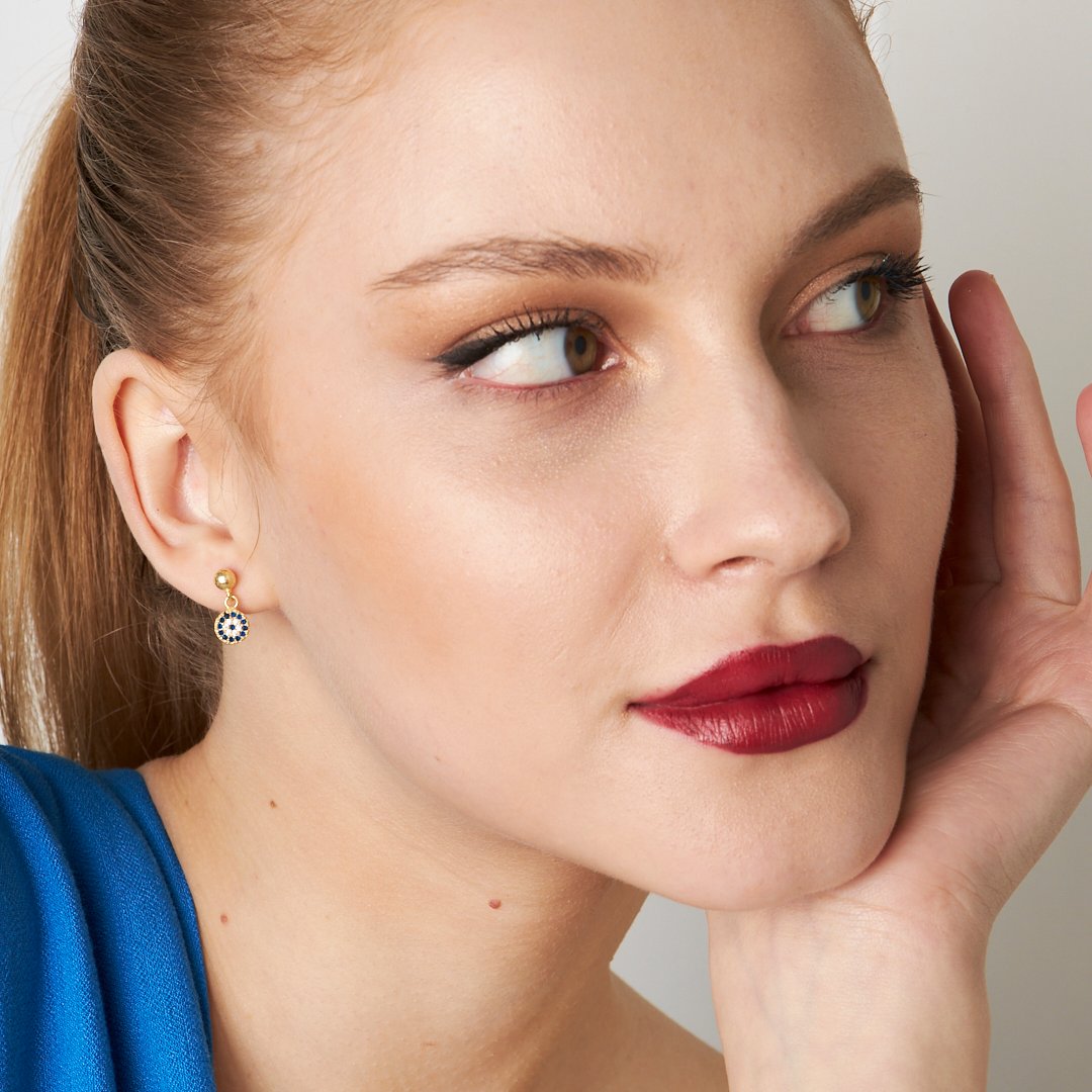 Dangling Evil Eye Earring - 925 SILVER