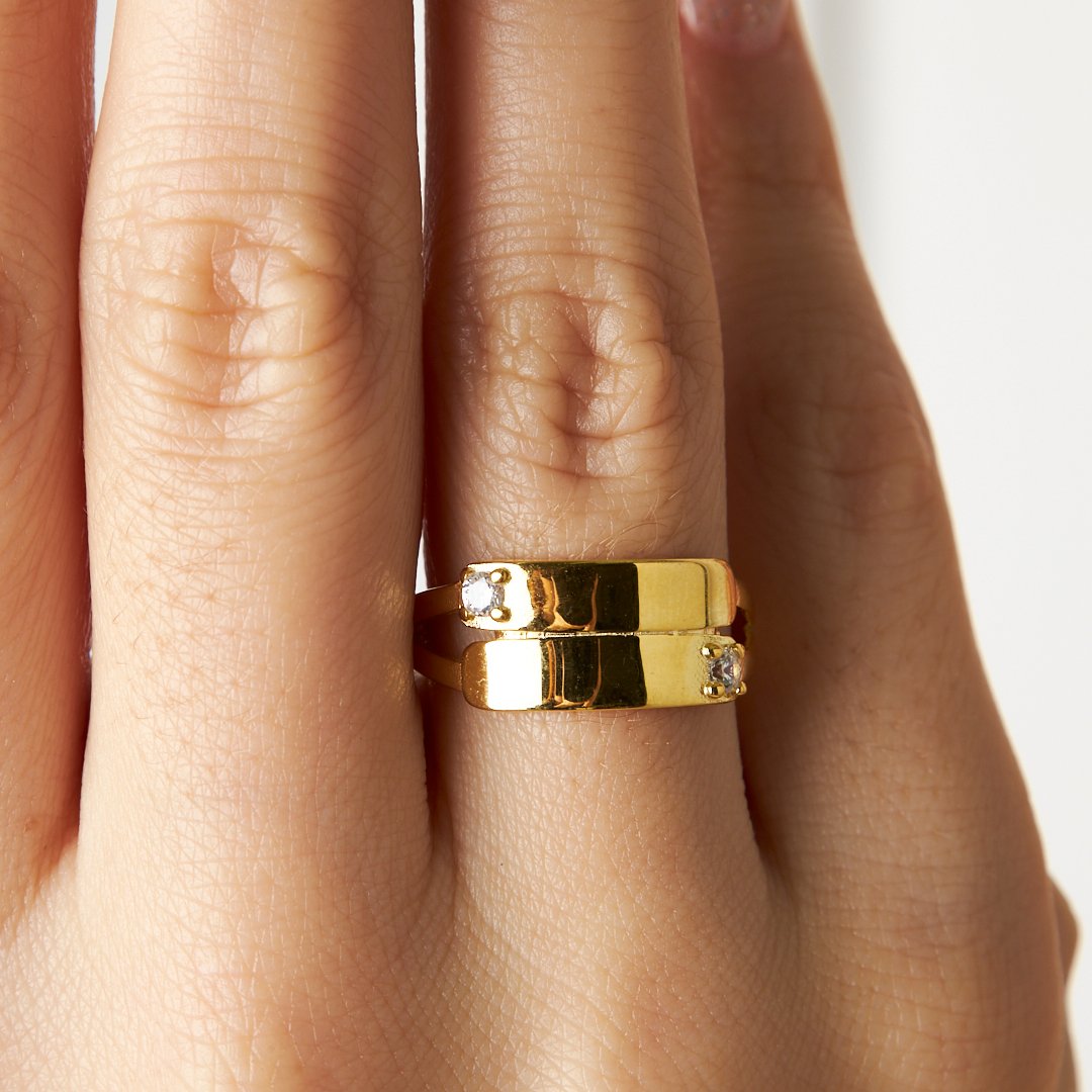 DOPPEL ZIRKON RING | 925 SILBER