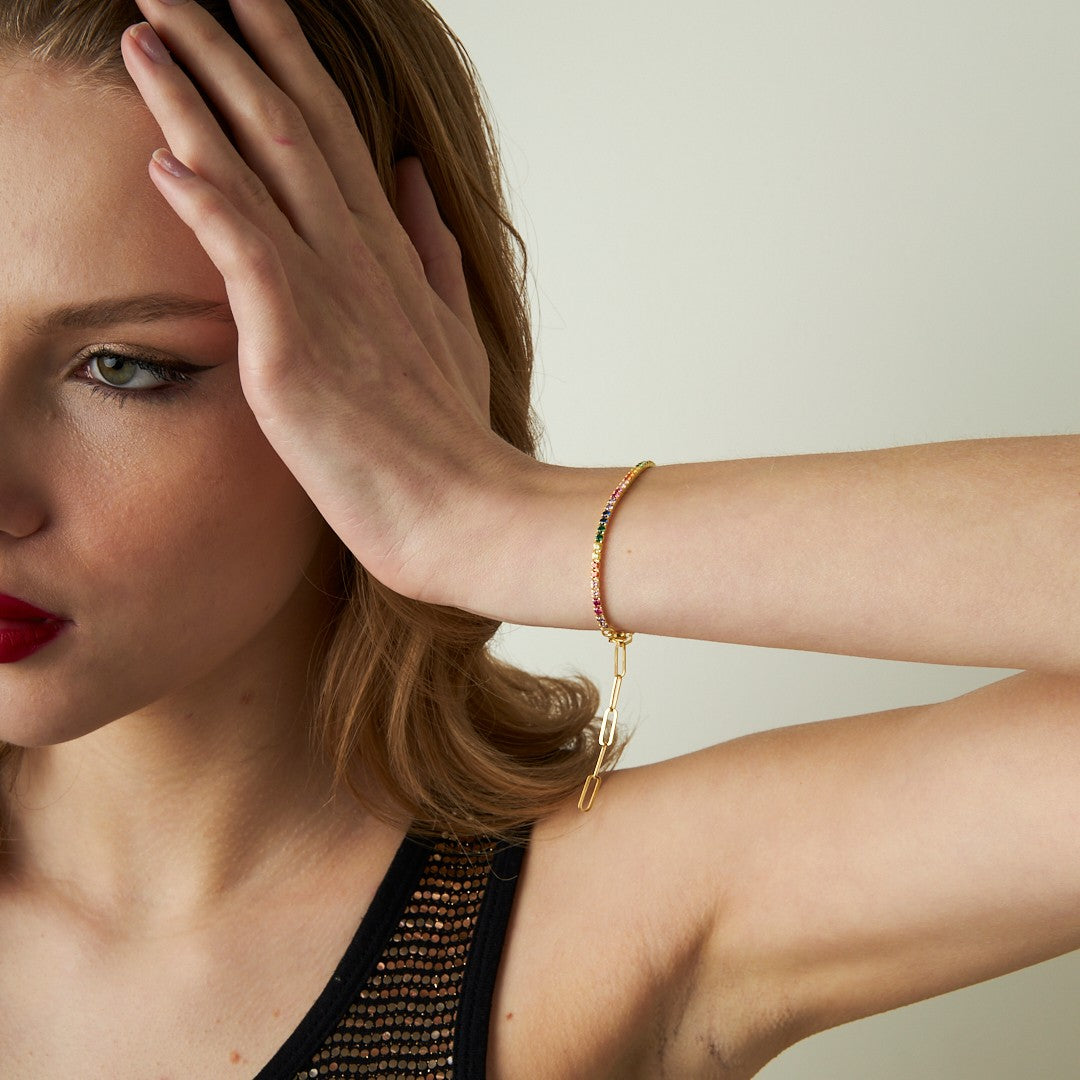 Colorful Waterways Chain Bracelet - 925 SILVER