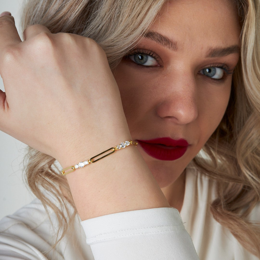 Izzy Zirconia Chain Bracelet - 925 SILVER