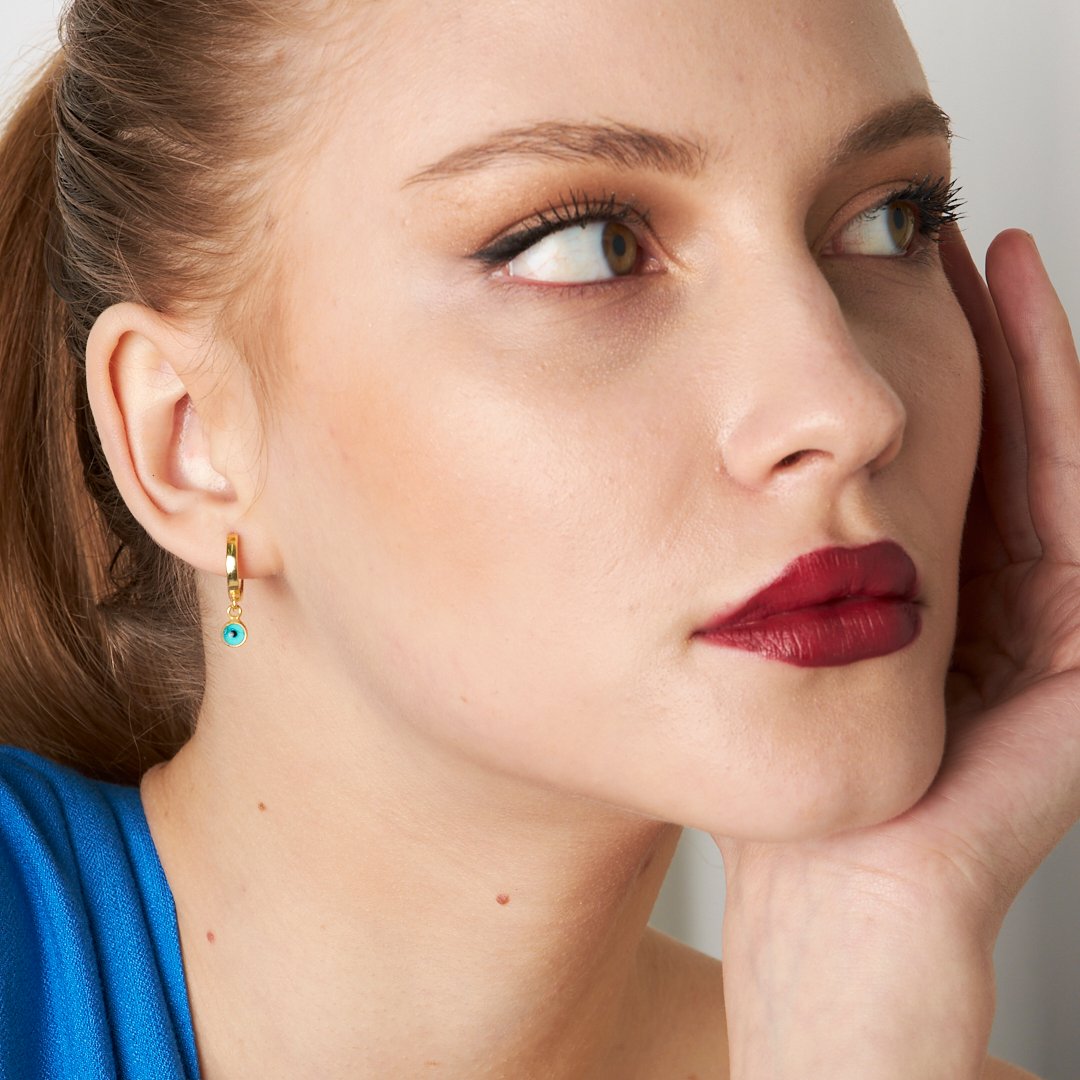 Evil Eye Hoop Earrings - 925 Silver