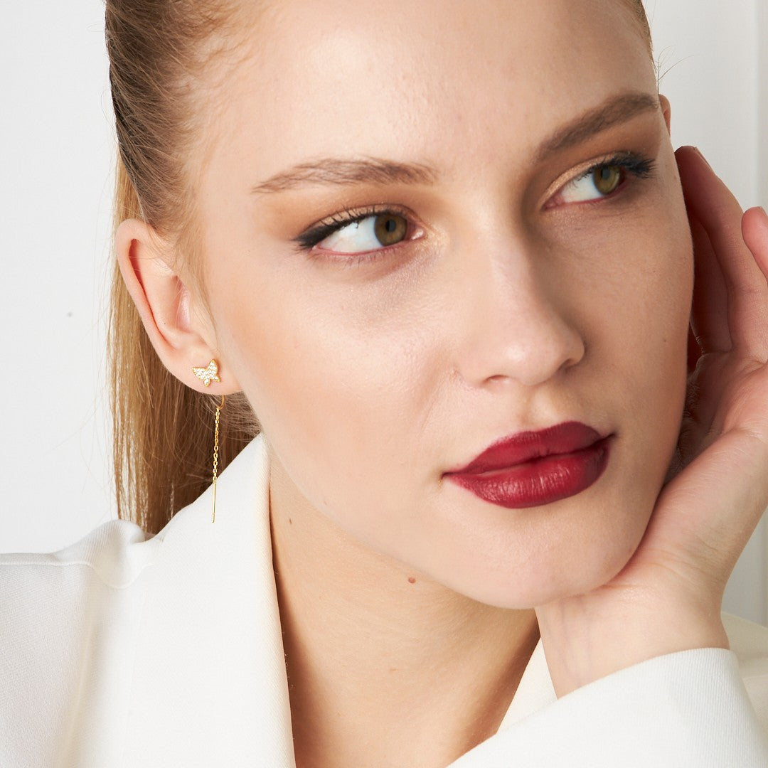 Butterfly Detailed Earrings - 925 SILVER