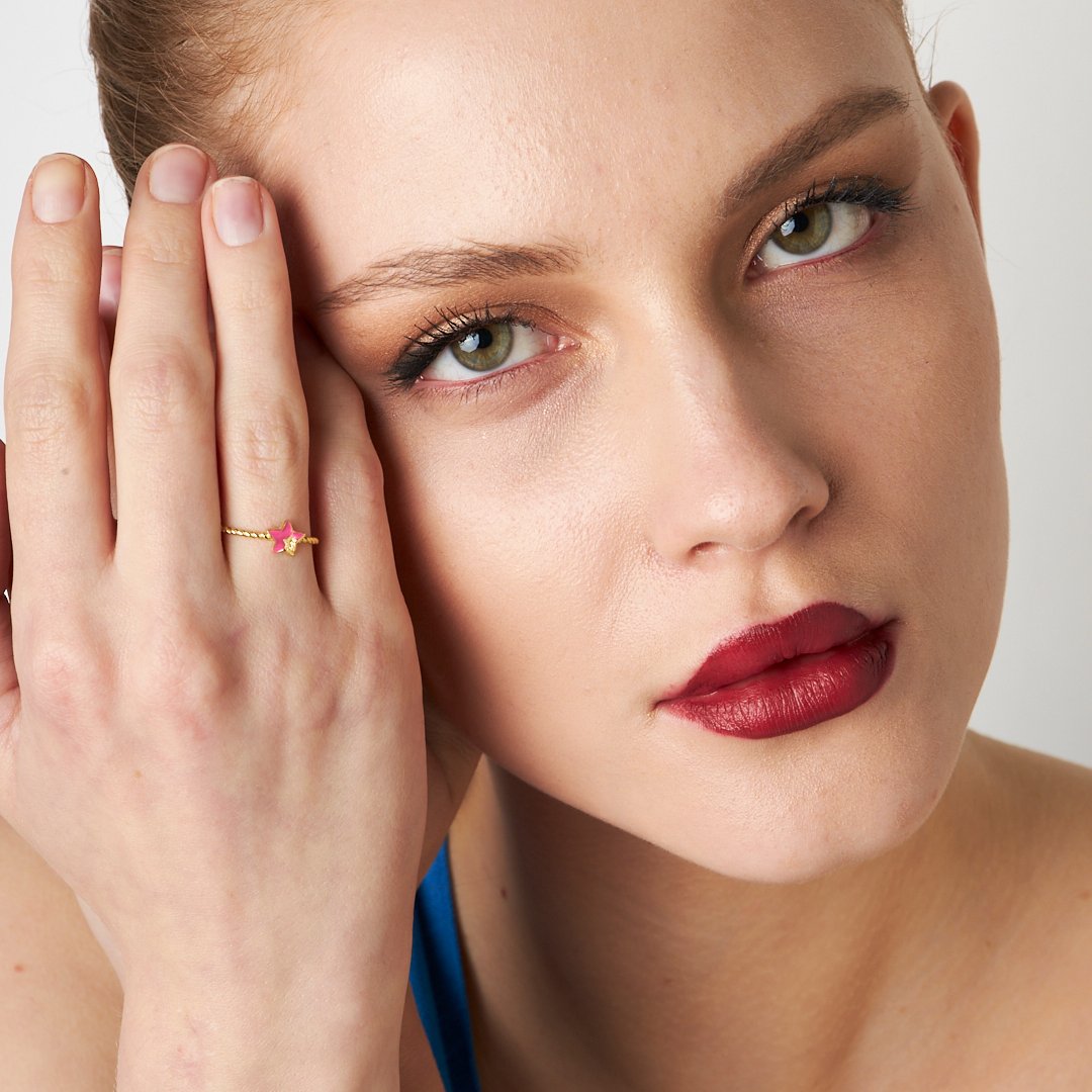 ROTE STERN RING | 925 SILBER