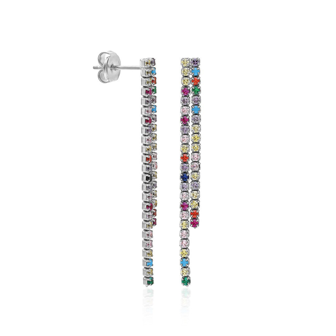 Colorful Stone Waterway Earring - 925 SILVER