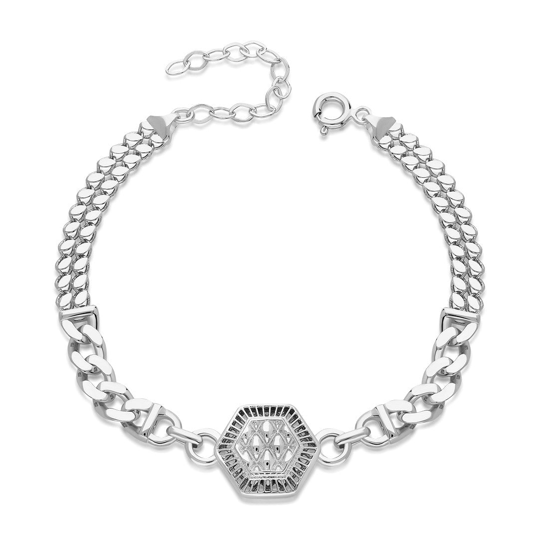 Hexagon Chain Bracelet - 925 SILVER