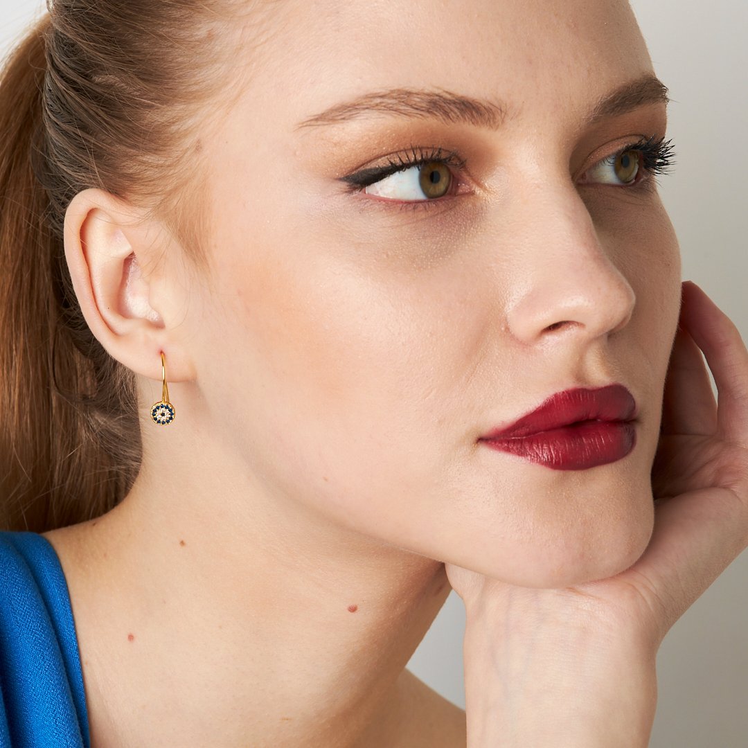 Hooked Evil Eye Earring - 925 SILVER