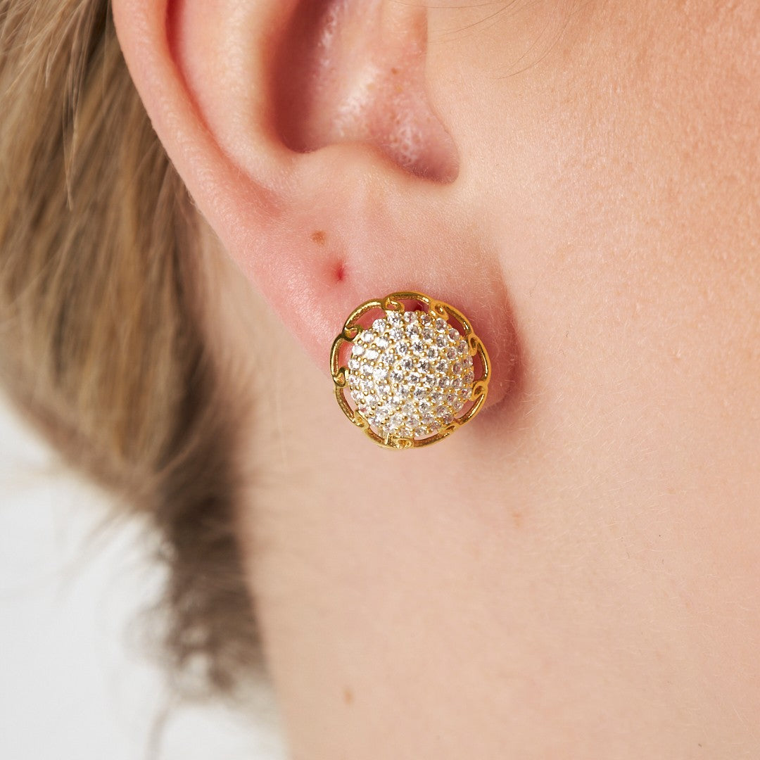 Minimal Stone Flower of Life Earrings - 925 SILVER