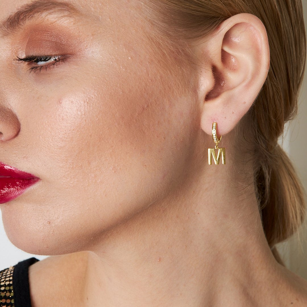Simple Letter Earrings - 925 Silver