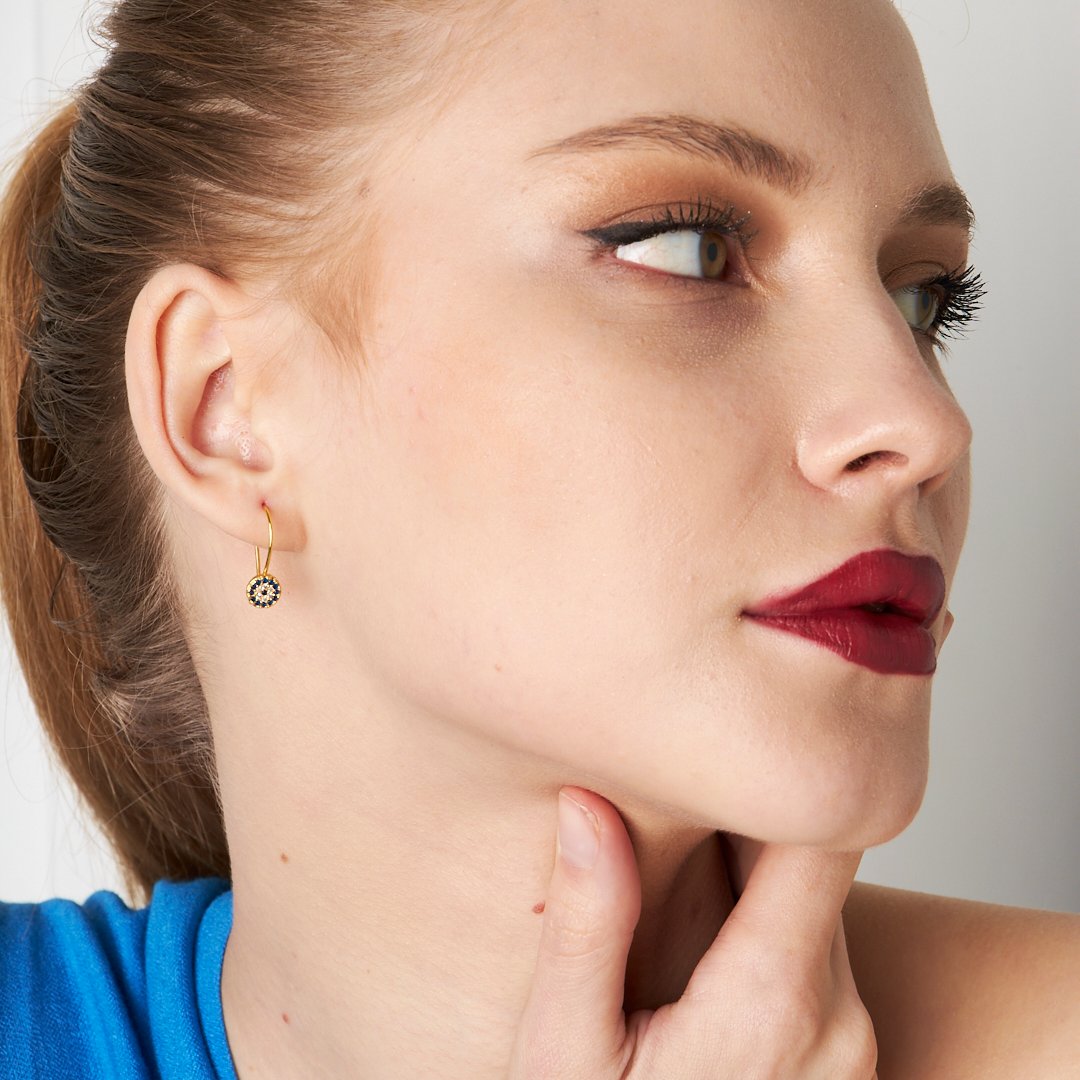 Hooked Evil Eye Earring - 925 SILVER