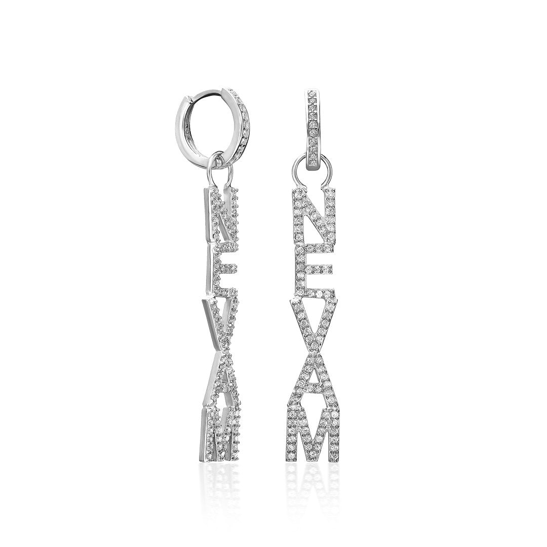 Full Stone Name Earrings - 925 SILVER